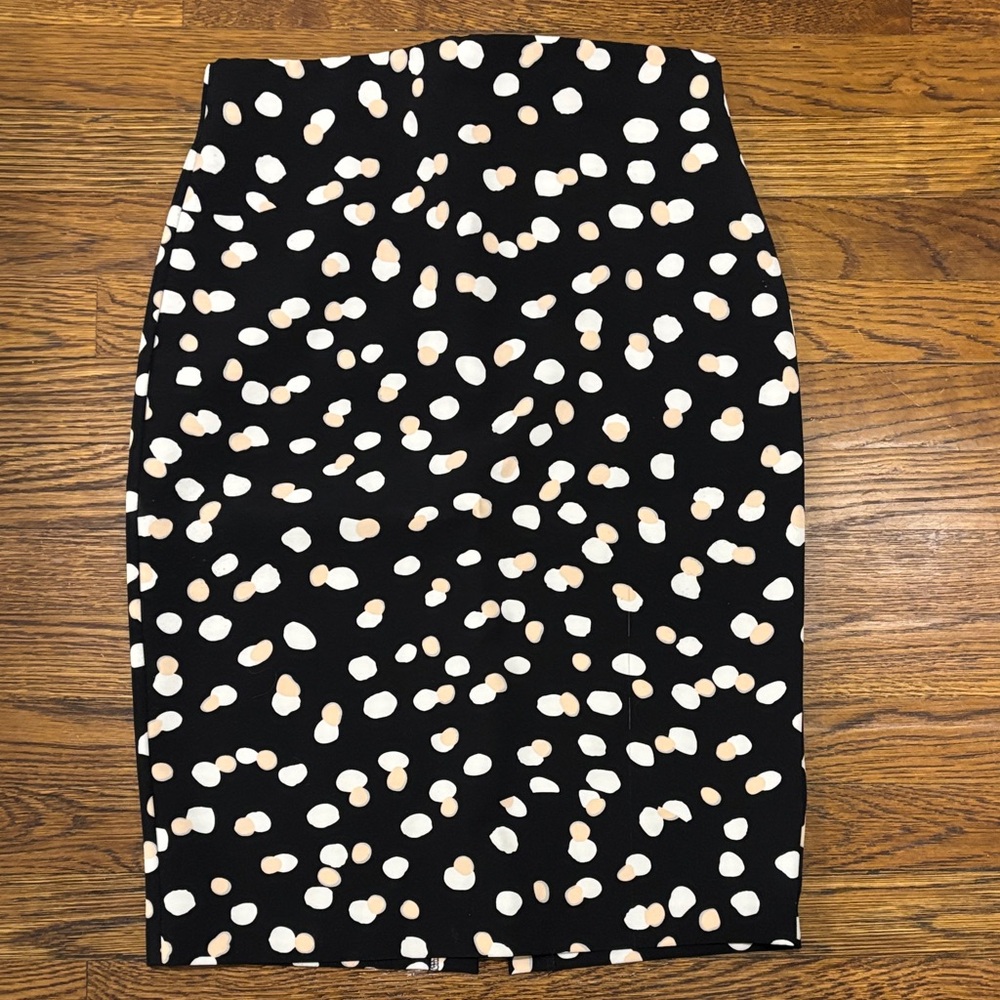 Philosophy Black Pencil Skirt with Cream Polka Dot Pattern